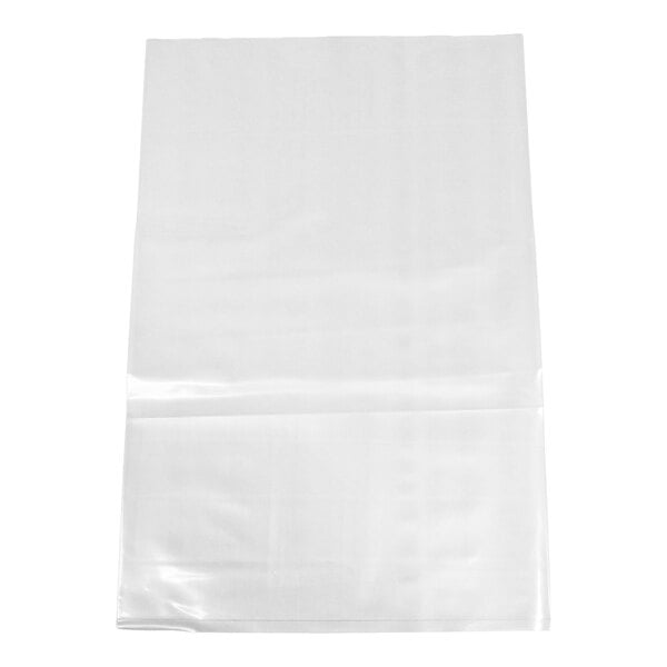 A clear, flat plastic bag displayed against a white background.