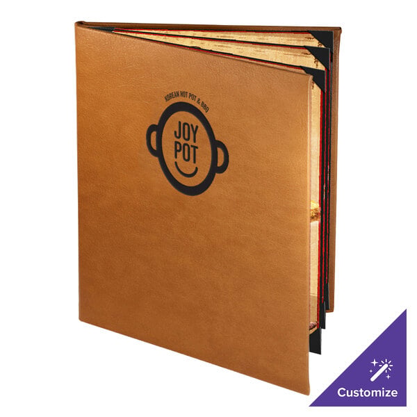 Menu Solutions BEL60C Bella Collection 8 1/2" x 11" Customizable Soft Leather-Like 6 View Booklet Menu Cover