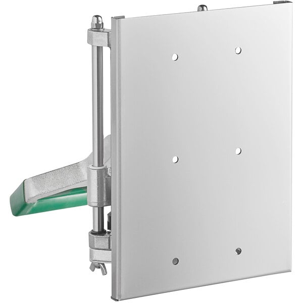 A white rectangular metal plate with holes for a Garde Heavy-Duty French Fry Cutter.