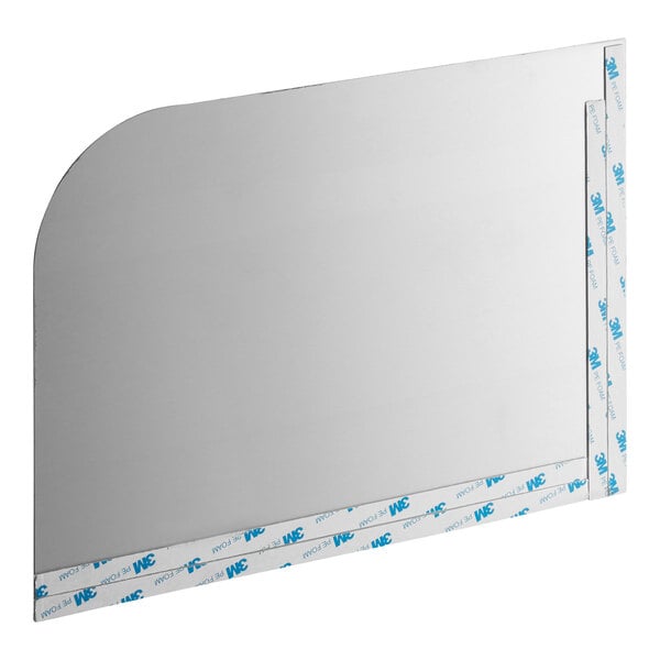A rectangular stainless steel panel with one rounded corner and protective film partially covering the edges.