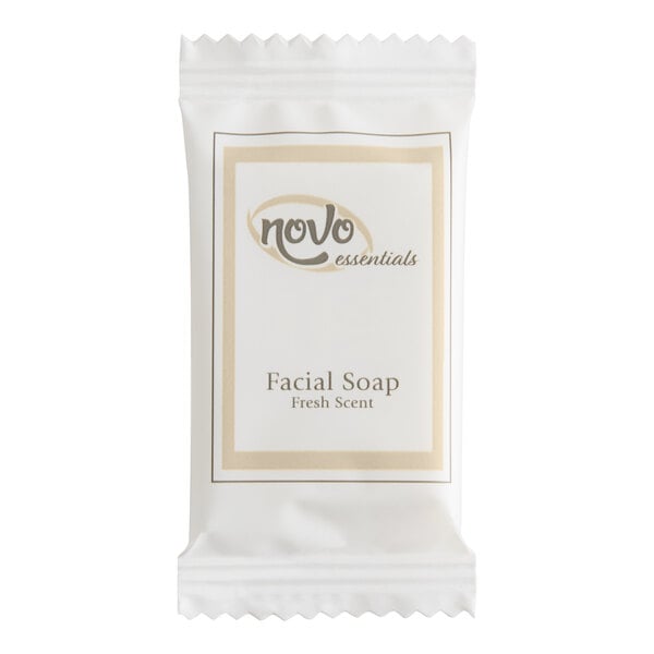 A white box of Novo Essentials wrapped facial soap bars.
