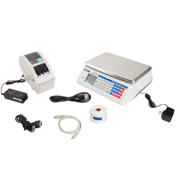 A Cardinal Detecto digital price computing scale with a label printer.