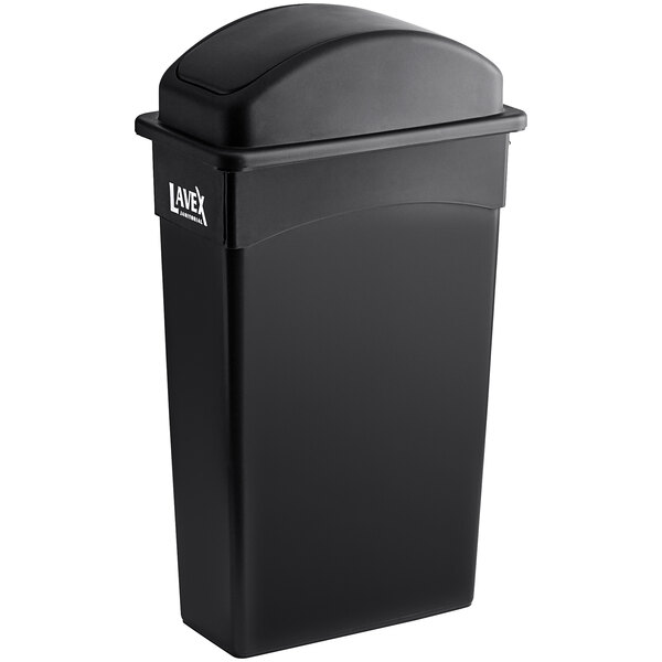 Lavex 23 Gallon Black Slim Rectangular Trash Can with Swing Dome Lid in  2023