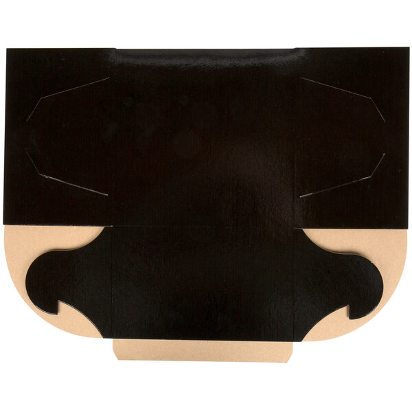 A black box with a white border and a cut out corner.