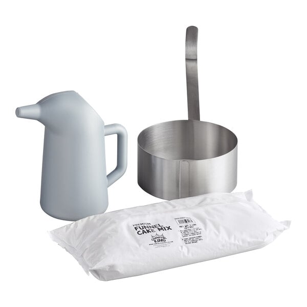 Carnival King Funnel Cake Kit with 8" Ring Mold, Pitcher, and Funnel Cake Mix