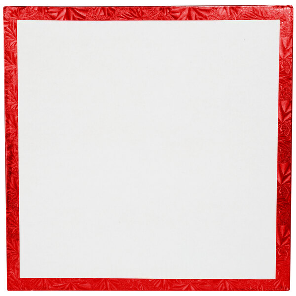 A white square with red border.
