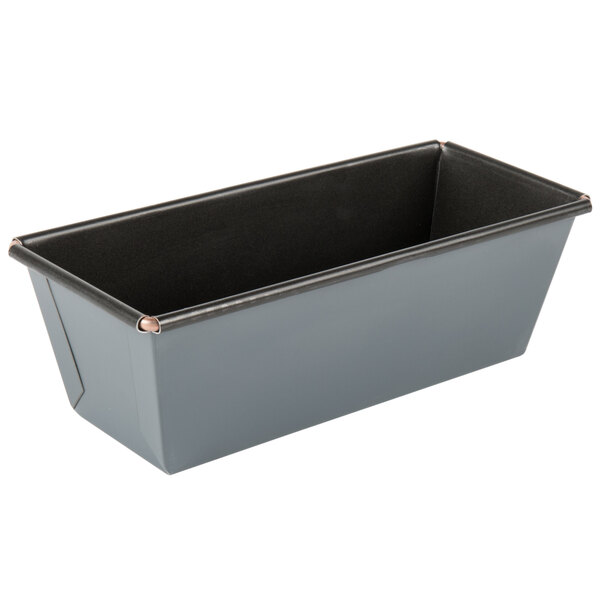 A Matfer Bourgeat steel bread loaf pan with a black non-stick coating.