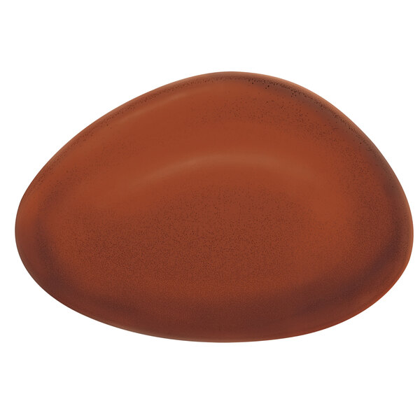 A brown oval Oneida Terra Verde Cotta porcelain serving platter.