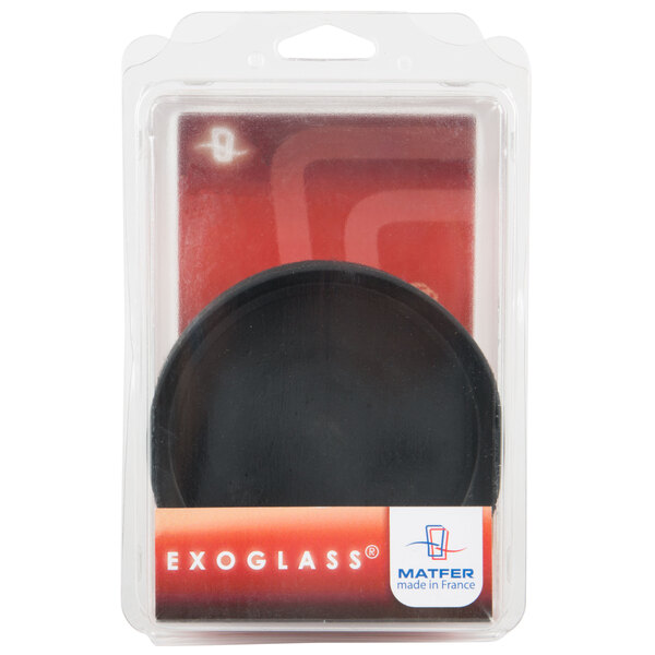 A black circular Matfer Bourgeat non-stick tart/cake pan in a plastic package.