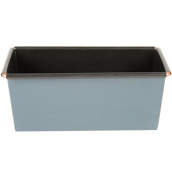 A rectangular metal Matfer Bourgeat bread loaf pan with black trim.