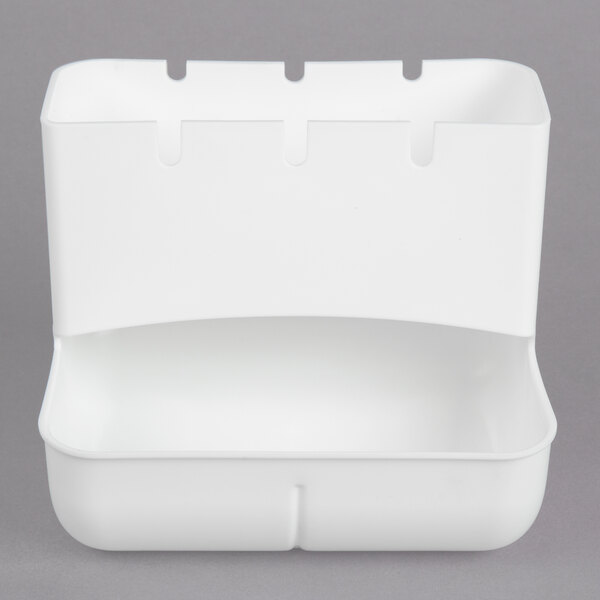 A Tablecraft white plastic container with a lid.
