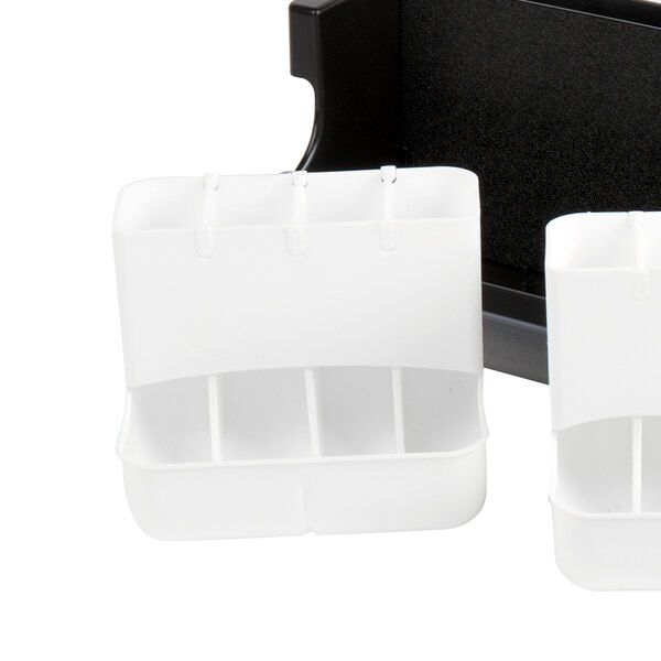 A white Tablecraft condiment container insert with four compartments.
