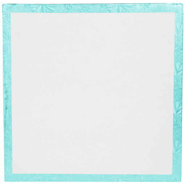 A white square paper board with a blue border.