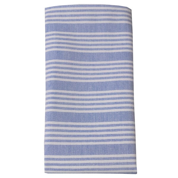 Blue and white ticking striped cloth napkins.