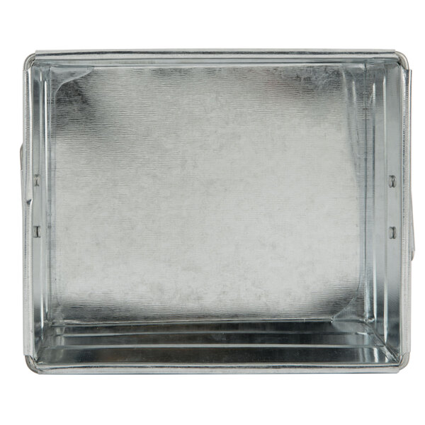 An American Metalcraft galvanized steel metal box with a lid.