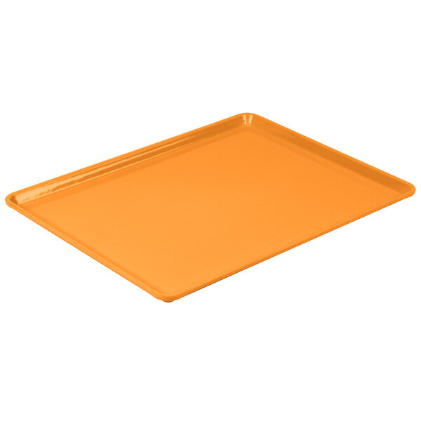 an orange rectangular tray on a white background