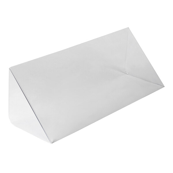 A white rectangular plastic lid with a thin edge and a flap on a white background.