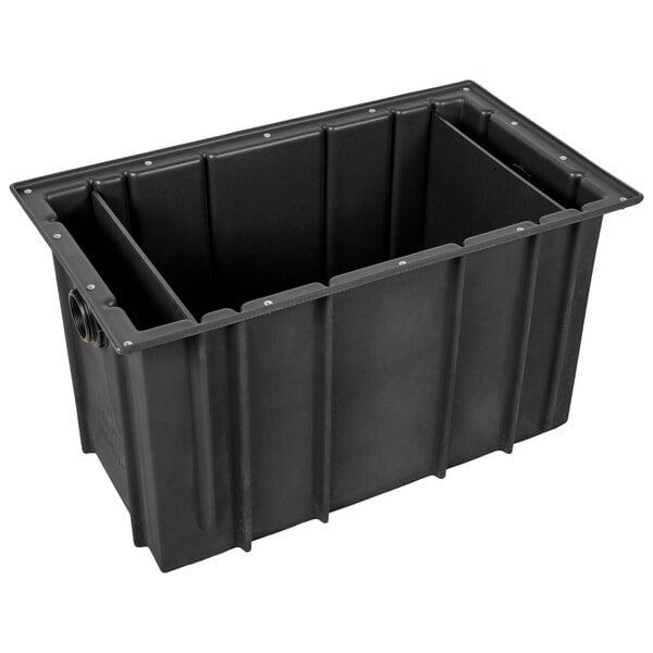 A black rectangular Ashland PolyTrap grease trap with threaded connections.