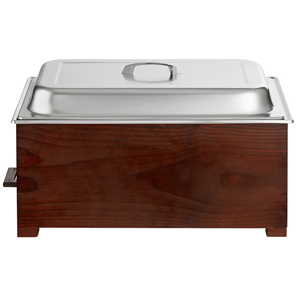 Choice 8.3 Qt. Full Size Wood Chafer with Mahogany Wood Stand and ...