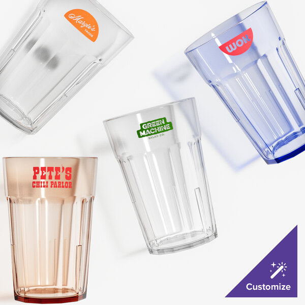 A group of Cambro Newport plastic tumblers on a white background.