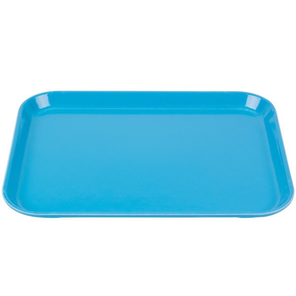 A blue rectangular Cambro tray on a white background.