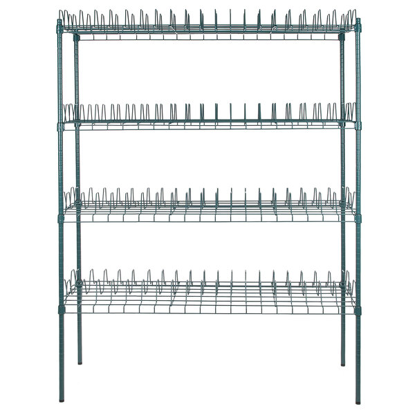 Shelving Unit Storage Rack Utility Rack Wire Garage Shelves Display Rack Pantry Storage Shelf 24 x 60 Green Epoxy 4-Shelf Kit with 64 Posts 