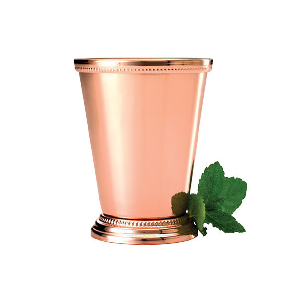 Barfly M37032CP 12 oz. Copper Plated Mint Julep Cup with Beaded Trim