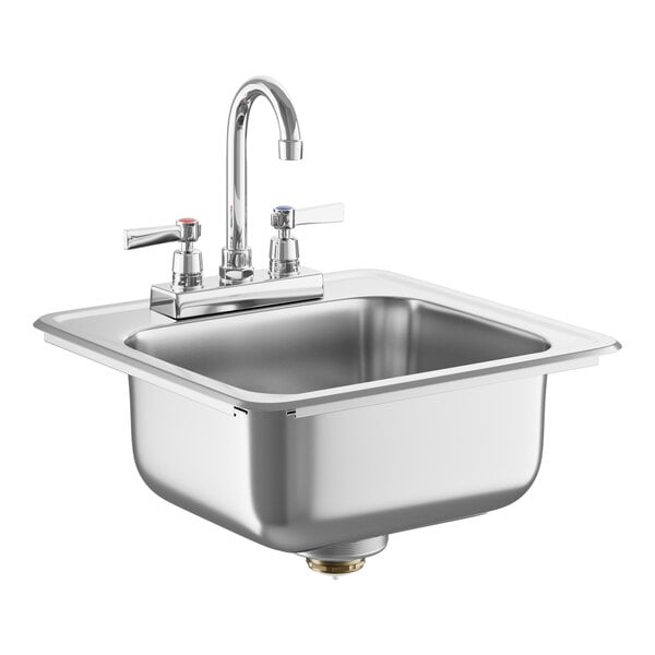 An Advance Tabco stainless steel drop-in sink in a counter.