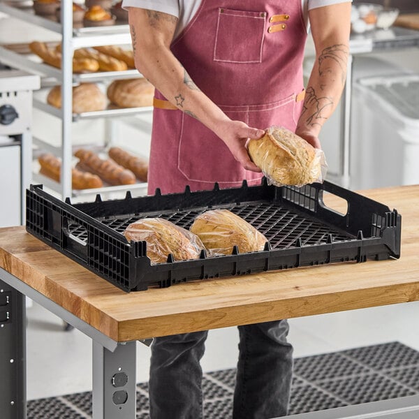 Orbis NPL630B 26" x 22" x 4" Customizable Black Double Bun Bakery Tray / Bread Rack