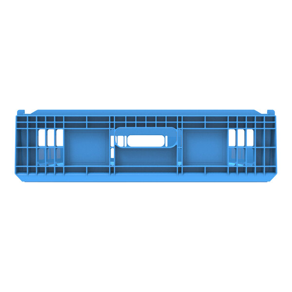 A blue plastic bread tray with customizable shelves and holes.