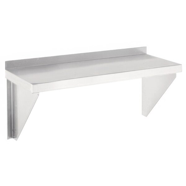 A white unassembled Channel wall shelf with a shelf on top.