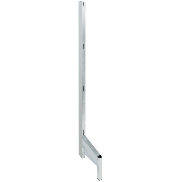 A long metal pole with a white background.