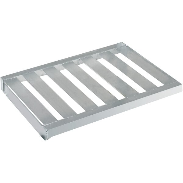 A Channel aluminum T-bar shelf for dunnage shelving with four bars.