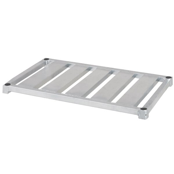 An aluminum E-channel shelf with black screws.