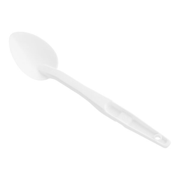 A white plastic Cambro salad bar spoon.