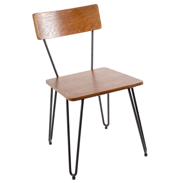 Bfm Seating Js44cash Aasb Nv Side Chair With Sand Black Steel Wire Frame And Autumn Ash Veneer Wood Seat And Back