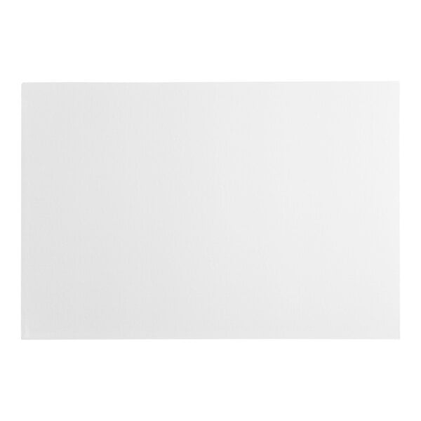 A rectangular white cake board with a fold-under edge, measuring 25 by 18 inches and 1/4 inch thick.