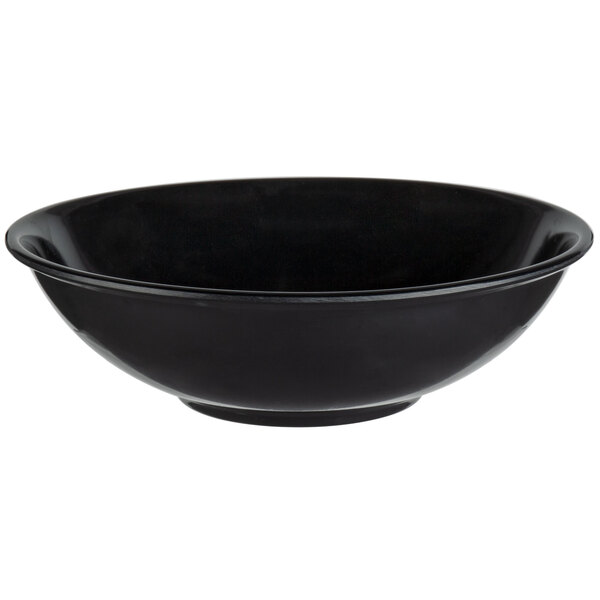 A black Vollrath melamine serving bowl.