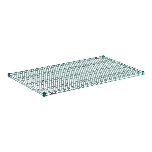 A large rectangular green wire shelf designed for storage, measuring 36 inches by 60 inches.