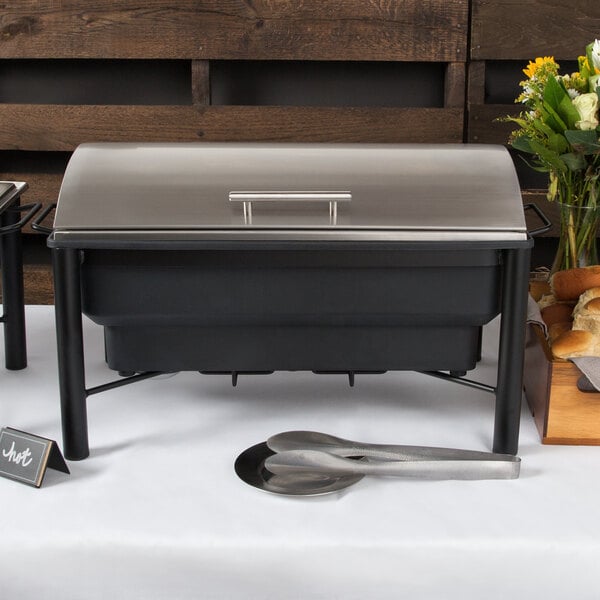 Choice 8 Qt Wrought Iron Pillar Electric Chafer Kit With Roll Top Lid