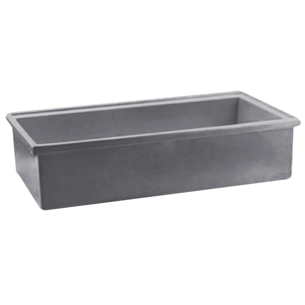 A rectangular grey Bon Chef food pan on a counter.