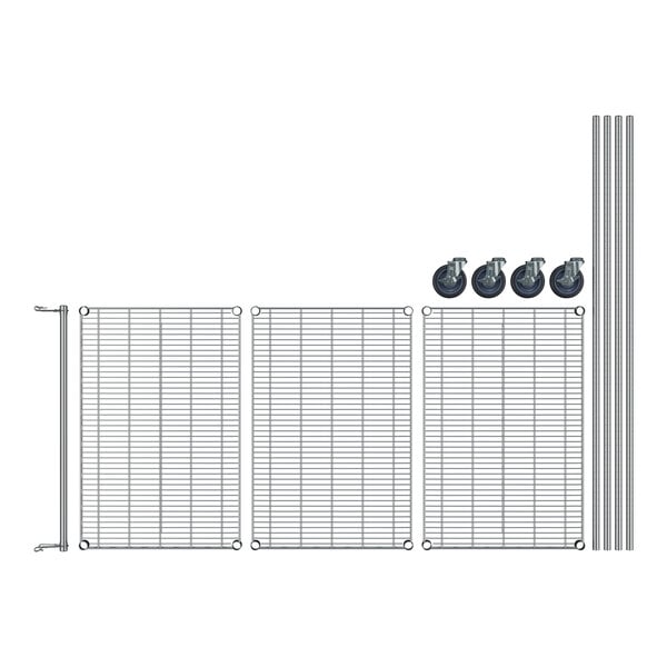 A drawing of a wire garment rack with metal pipes.