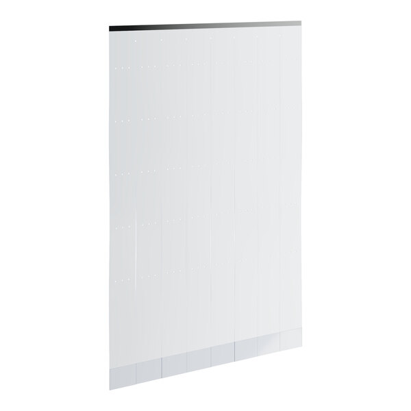 A clear plastic strip curtain designed for display coolers, measuring 48 inches by 80 inches.