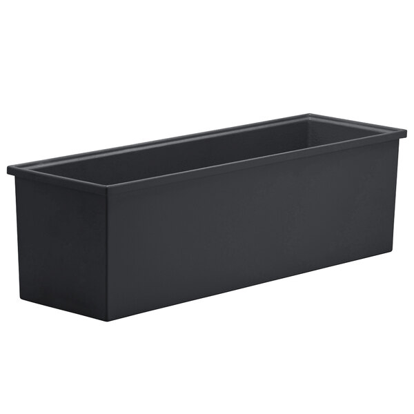 A black rectangular Bon Chef Smart Bowl with a rectangular bottom.