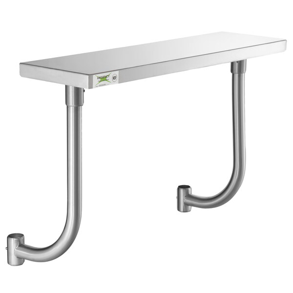 A Regency stainless steel shelf for an equipment stand.