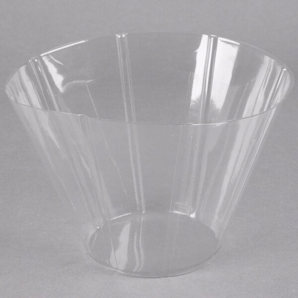 A clear plastic liner for a cone basket.