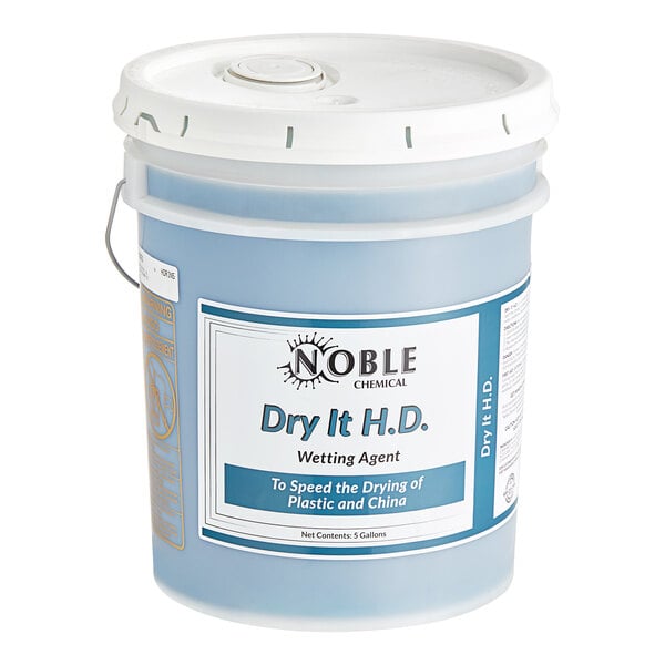 A white bucket of Noble Chemical Dry It HD+ liquid rinse.