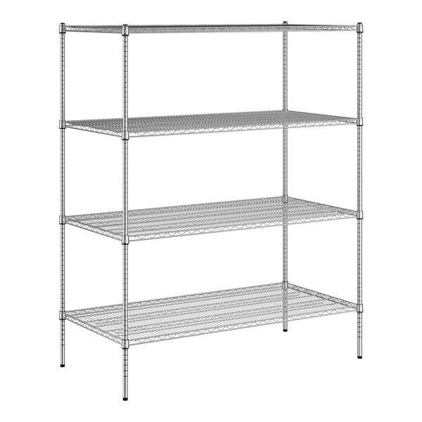 A Regency chrome wire shelving unit with four shelves.
