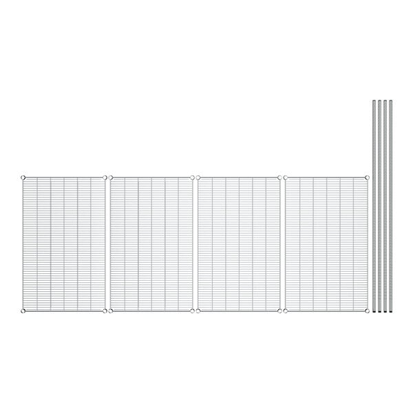 A Regency chrome wire shelving kit with four shelves.