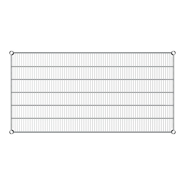 A close-up of a Regency chrome wire shelf.